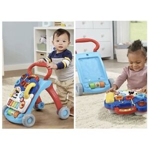 VTech Sit-to-Stand Learning Walker Blue Baby Toddler Toy Light Up Music Activity